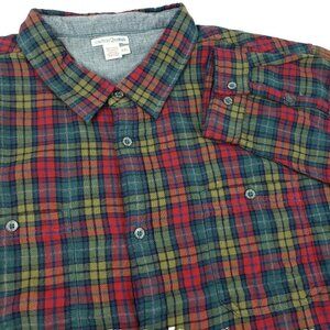 Carbon2Cobalt Button Front Plaid Flannel Shirt Men XXL Cotton Long Sleeve Casual